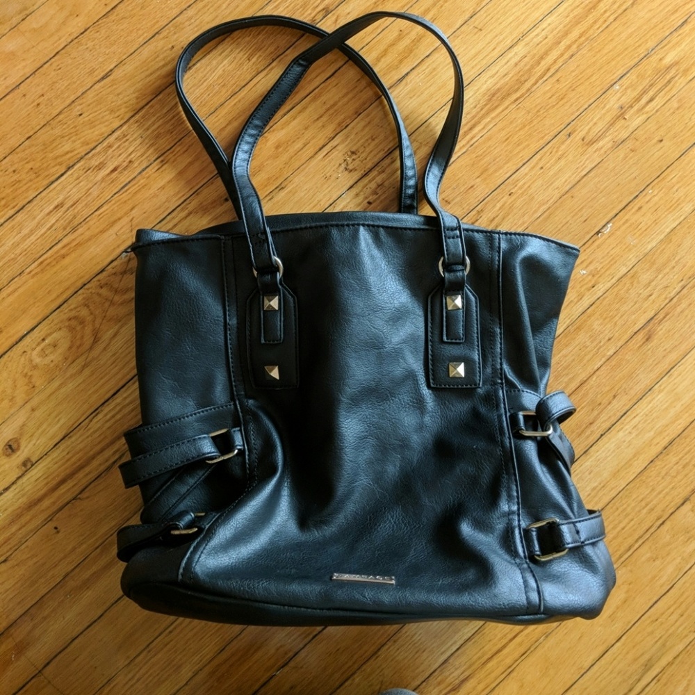 Rampage Black Leather Tote Bag Purse